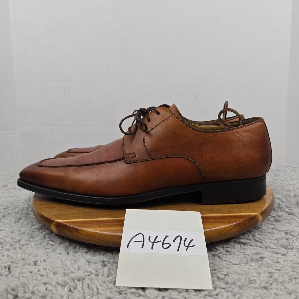 Magnanni Mens 13M Brown Leather Apron Toe Business Casual Oxford Dress Shoe